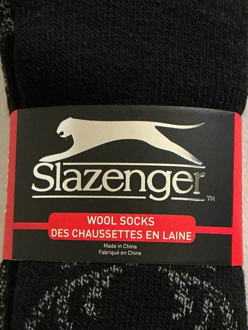 Slazenger Men’s Black Wool Casual Socks with Gray Accents